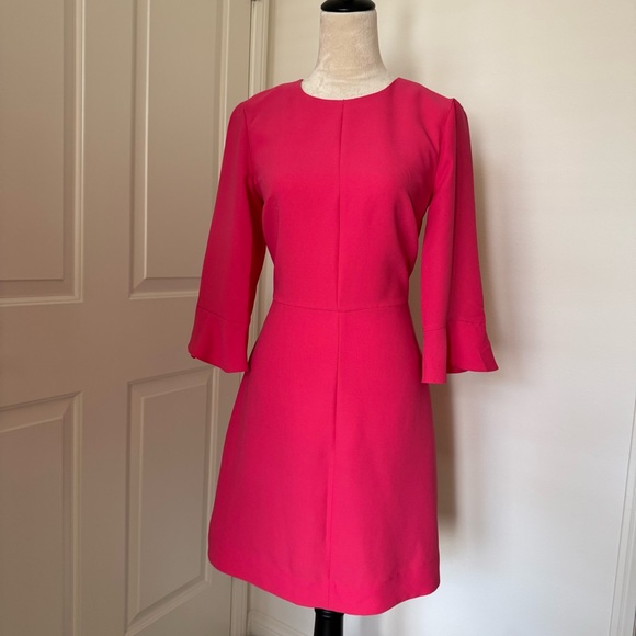 Banana Republic pink 3/4 flutter sleeve fit and flare dress size 4 - Picture 3 of 3